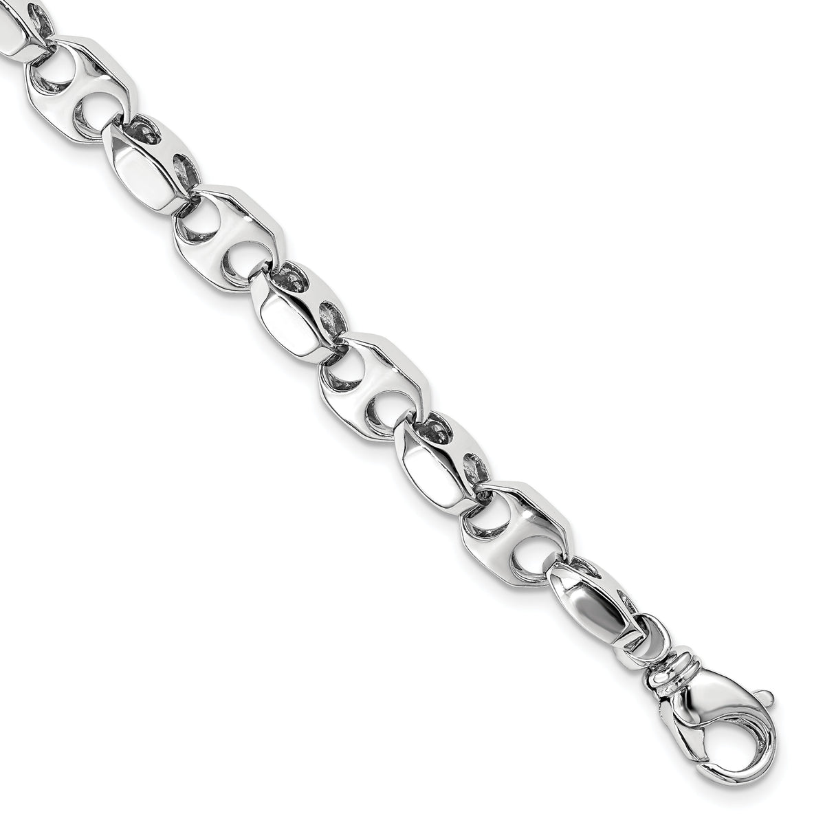 14k White Gold 7.2mm Hand-polished Fancy Link Bracelet-WLK609-8.25