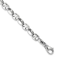 14k White Gold 7.2mm Hand-polished Fancy Link Bracelet-WLK609-8.25