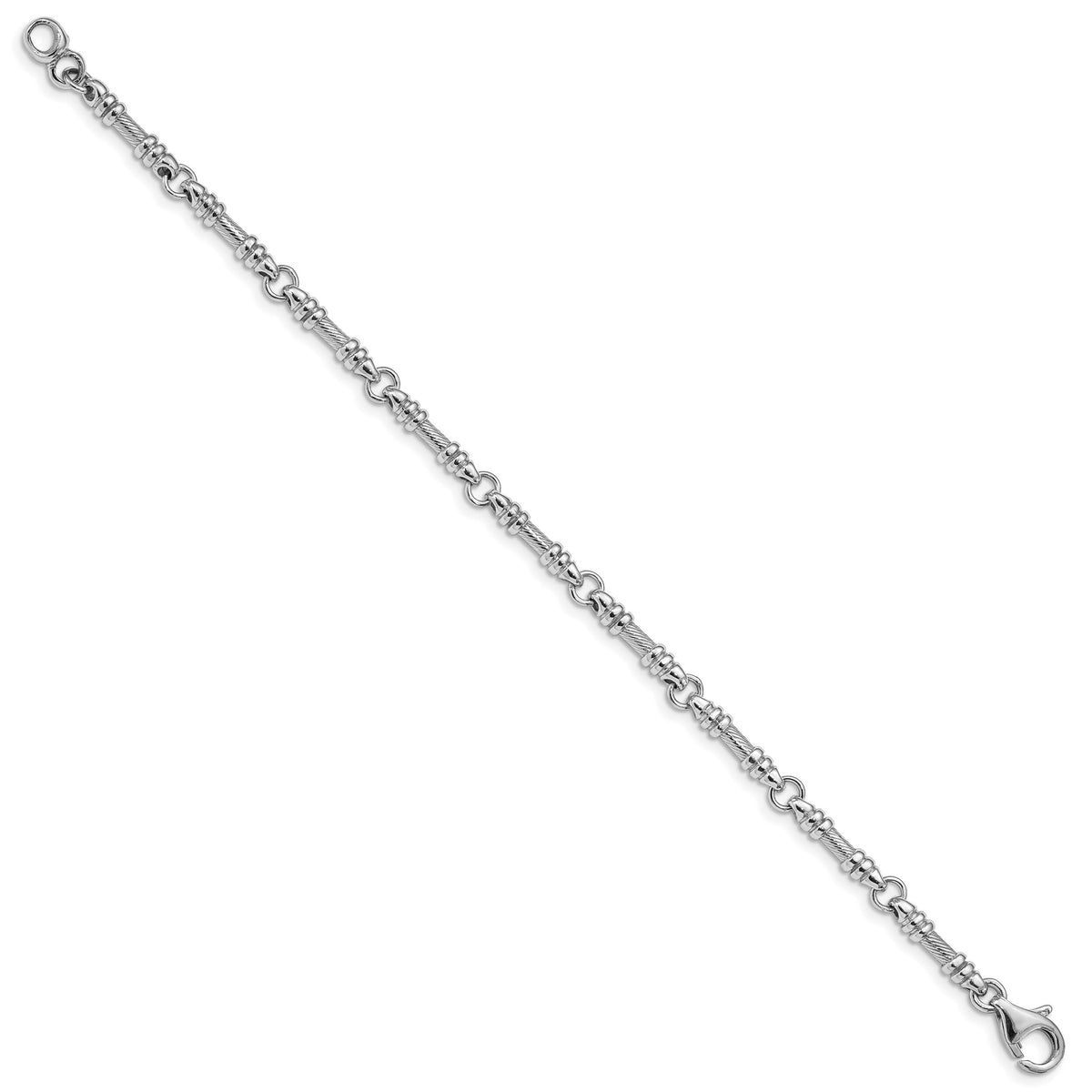 14k White Gold 3.5mm Hand-polished Fancy Link Bracelet-WLK619-7
