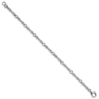 14k White Gold 3.5mm Hand-polished Fancy Link Bracelet-WLK619-7