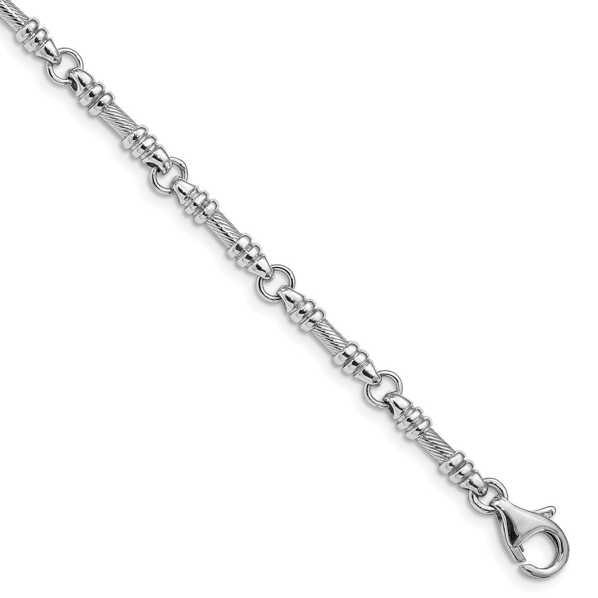 14k White Gold 3.5mm Hand-polished Fancy Link Bracelet-WLK619-7