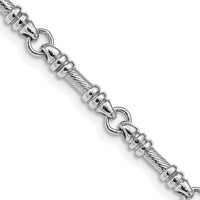 14k White Gold 3.5mm Hand-polished Fancy Link Bracelet-WLK619-8