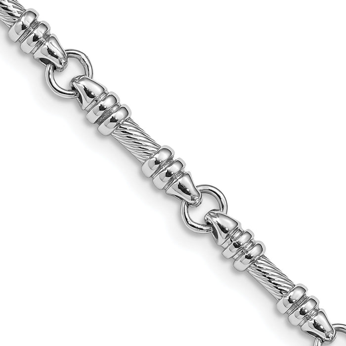 14k White Gold 3.5mm Hand-polished Fancy Link Bracelet-WLK619-8