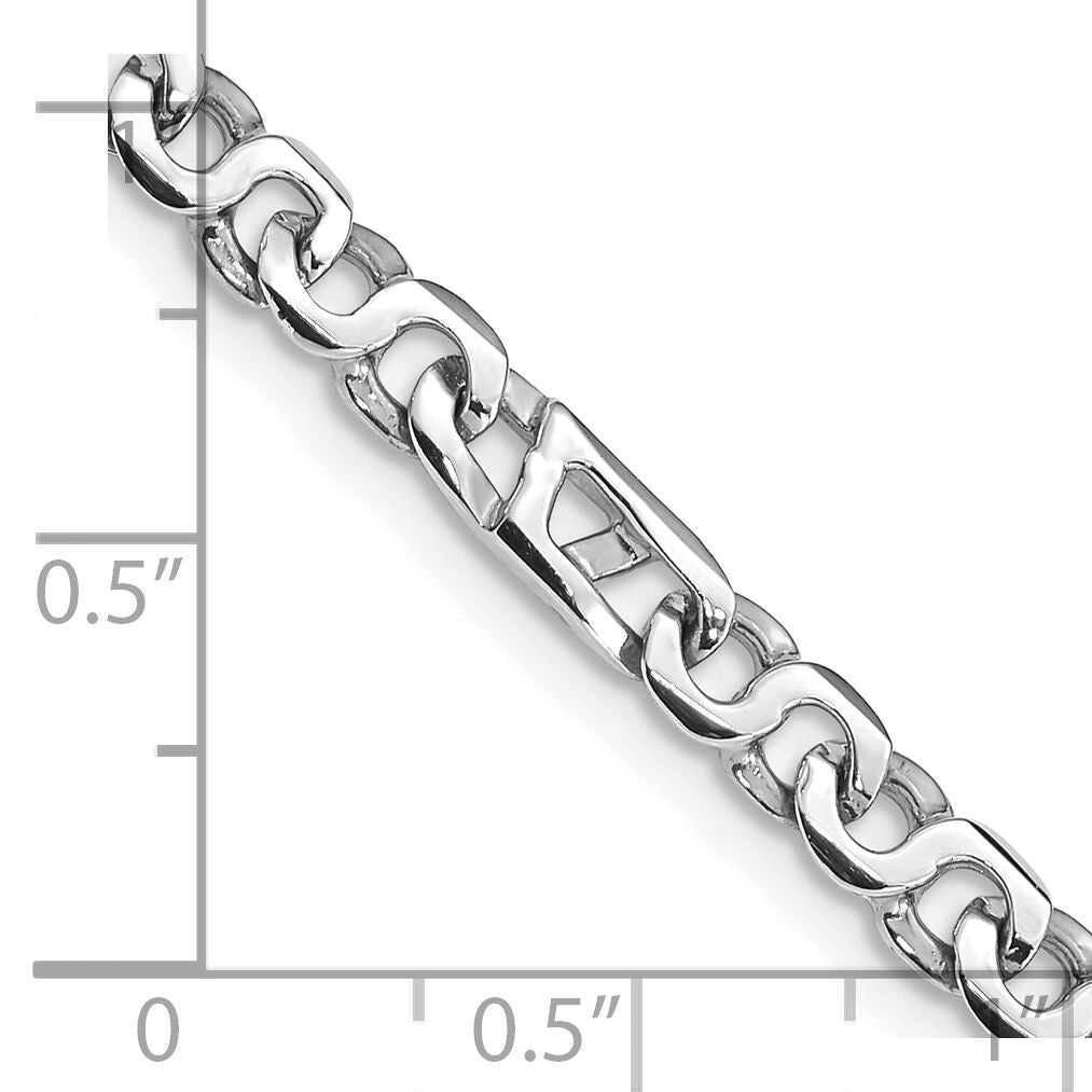 14K Hand Polished 4.3mm White Gold Fancy Link Bracelet-WLK678-8