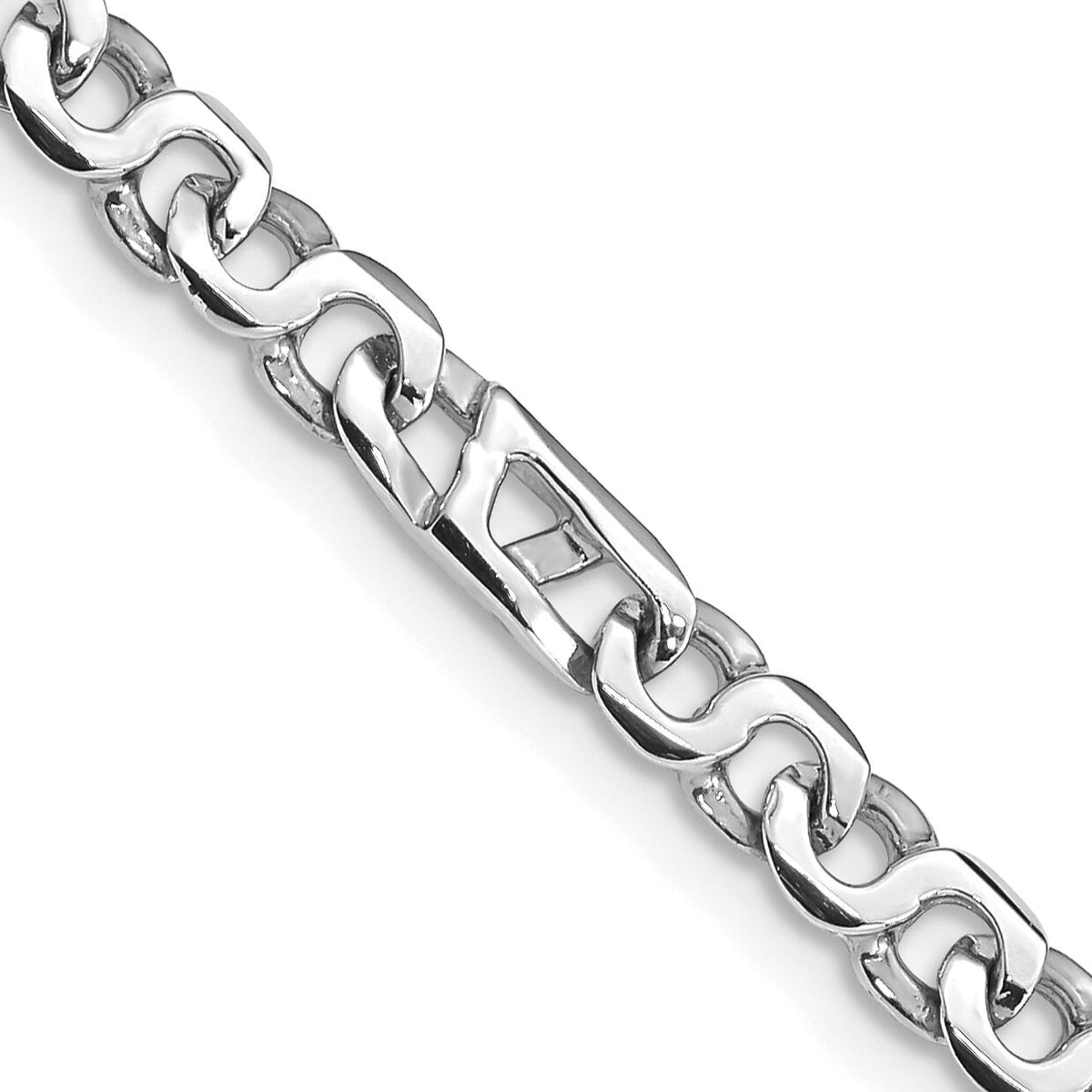 14K Hand Polished 4.3mm White Gold Fancy Link Bracelet-WLK678-8