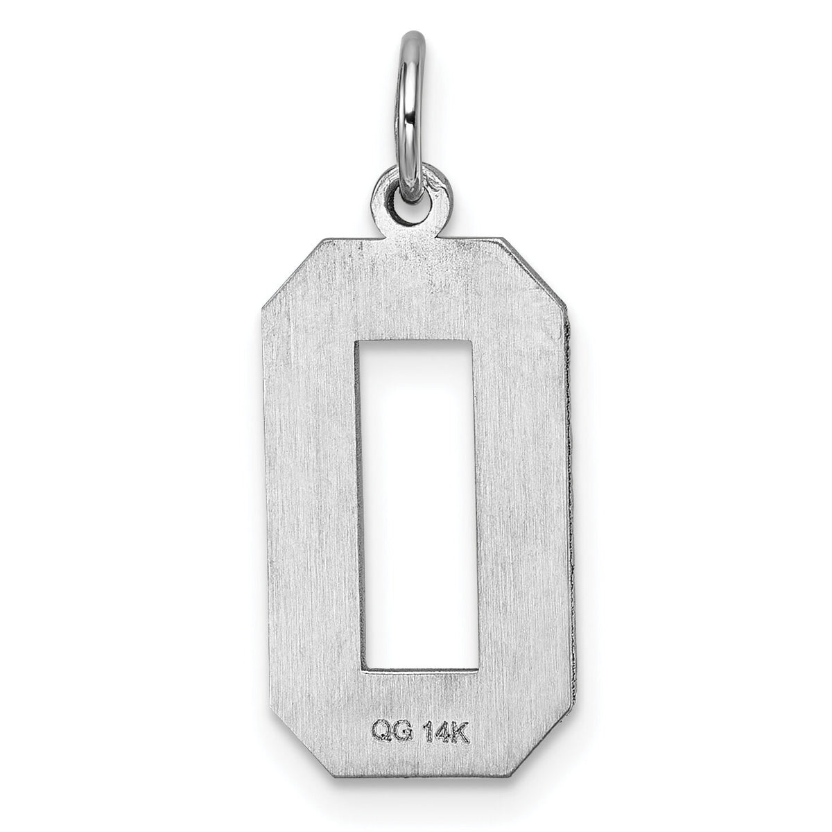14kw Large Brushed Diamond-cut Number 0 Charm-WLN00