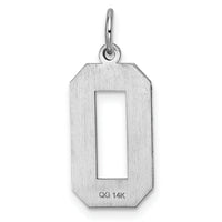 14kw Large Brushed Diamond-cut Number 0 Charm-WLN00