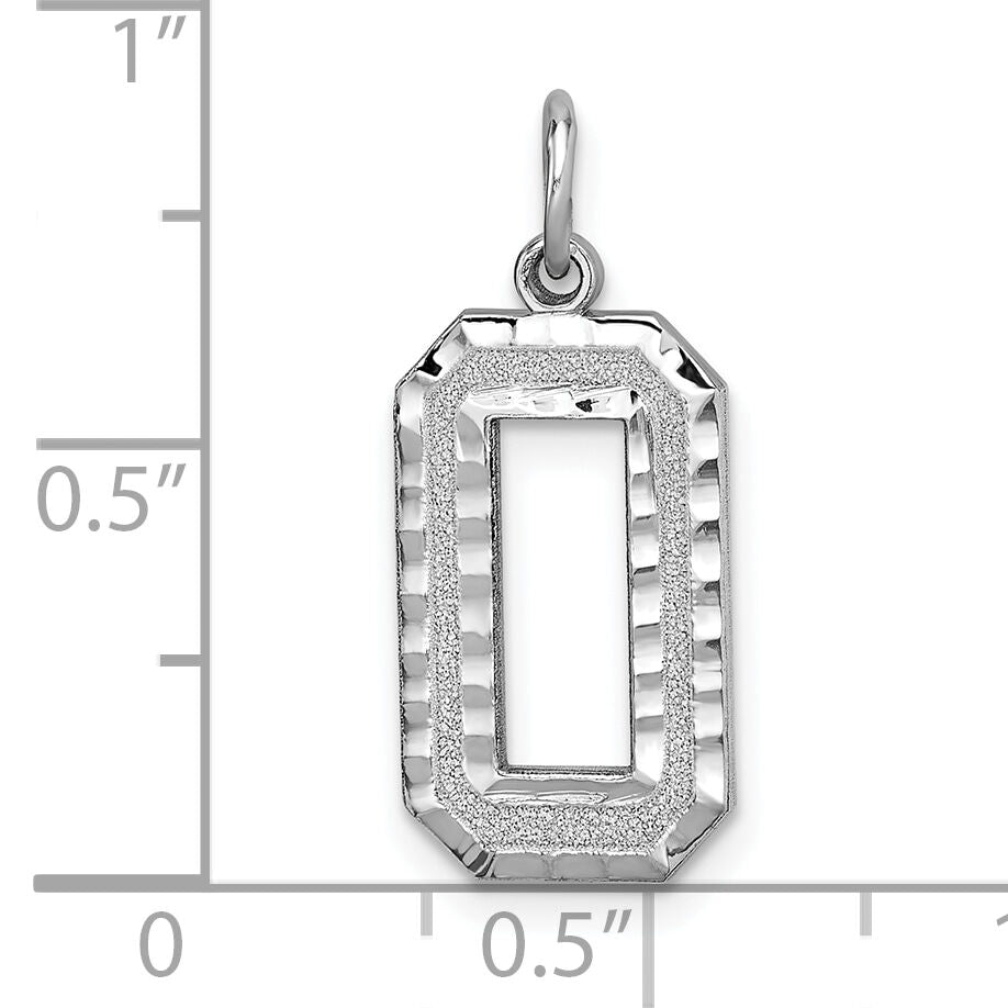 14kw Large Brushed Diamond-cut Number 0 Charm-WLN00