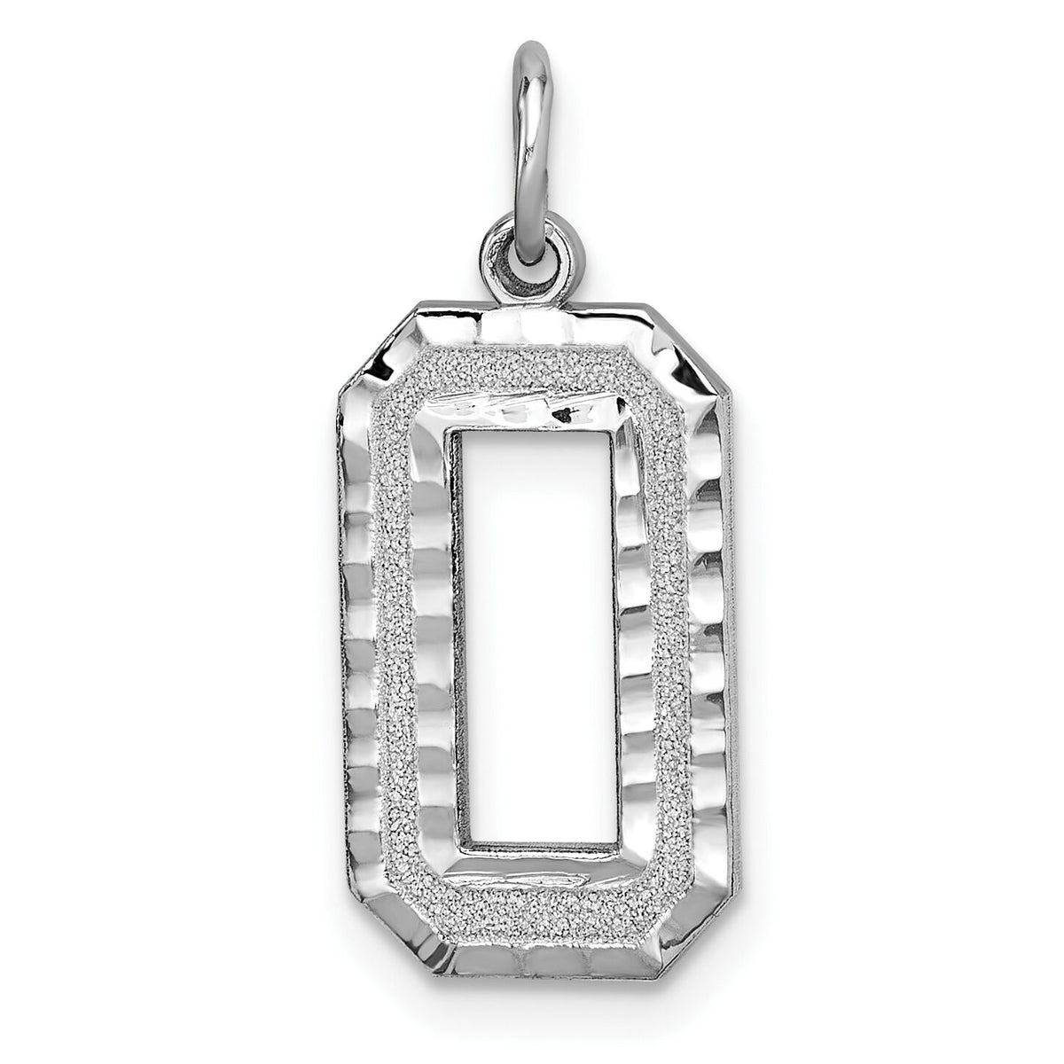 14kw Large Brushed Diamond-cut Number 0 Charm-WLN00
