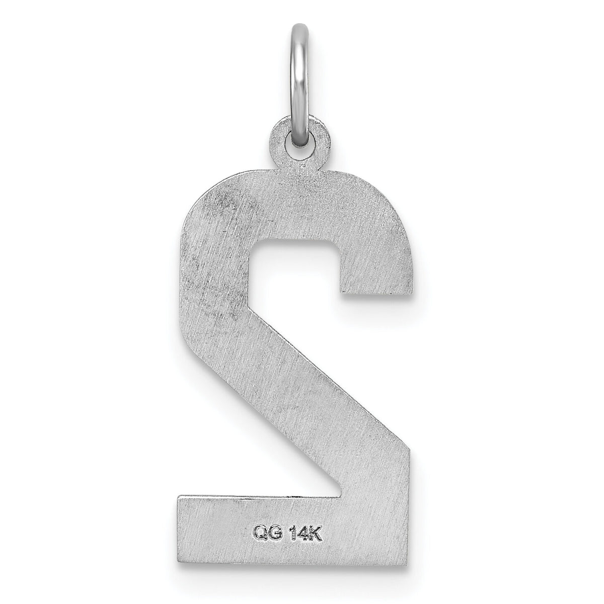14kw Large Brushed Diamond-cut  Number 2 Charm-WLN02