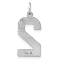 14kw Large Brushed Diamond-cut  Number 2 Charm-WLN02