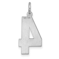 14kw Large Brushed Diamond-cut Number 4 Charm-WLN04