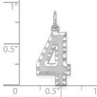 14kw Large Brushed Diamond-cut Number 4 Charm-WLN04