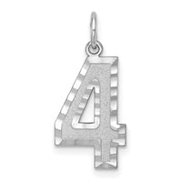 14kw Large Brushed Diamond-cut Number 4 Charm-WLN04