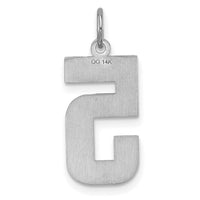 14kw Large Brushed Diamond-cut  Number 5 Charm-WLN05