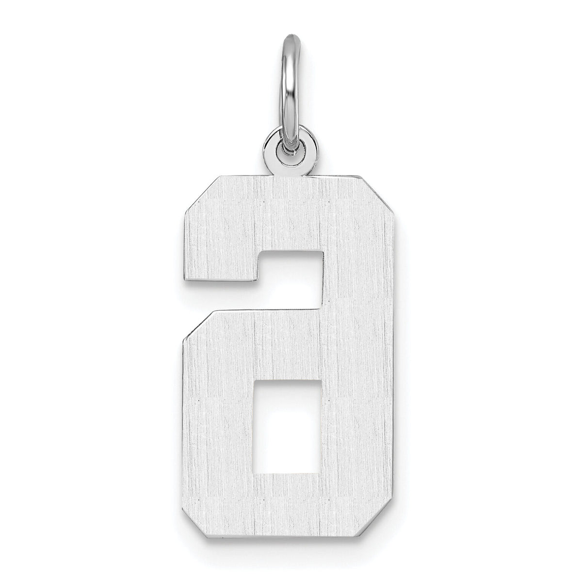 14kw Large Brushed Diamond-cut  Number 6 Charm-WLN06