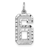 14kw Large Brushed Diamond-cut  Number 6 Charm-WLN06