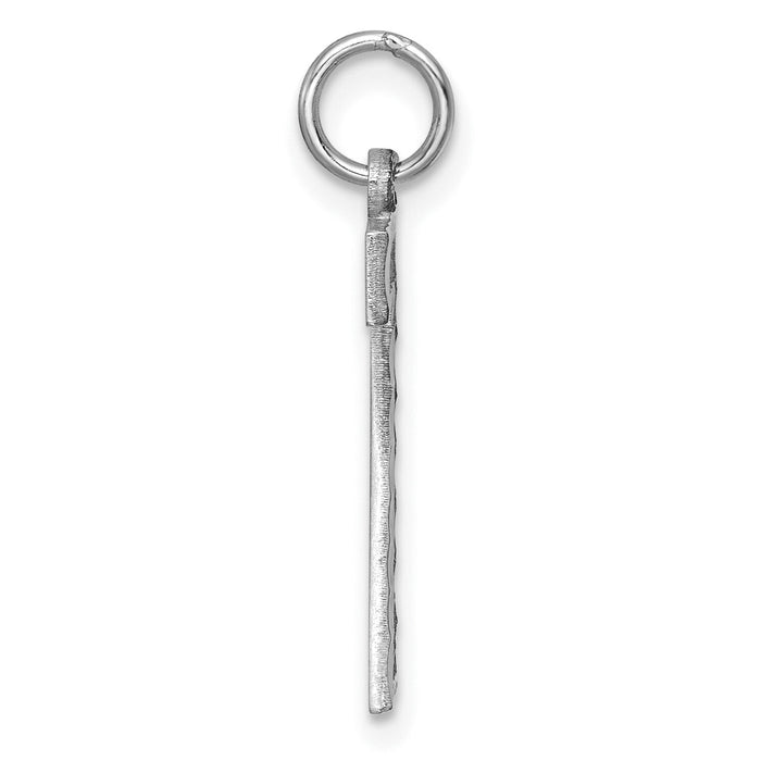 14kw Large Brushed Diamond-cut  Number 7 Charm-WLN07