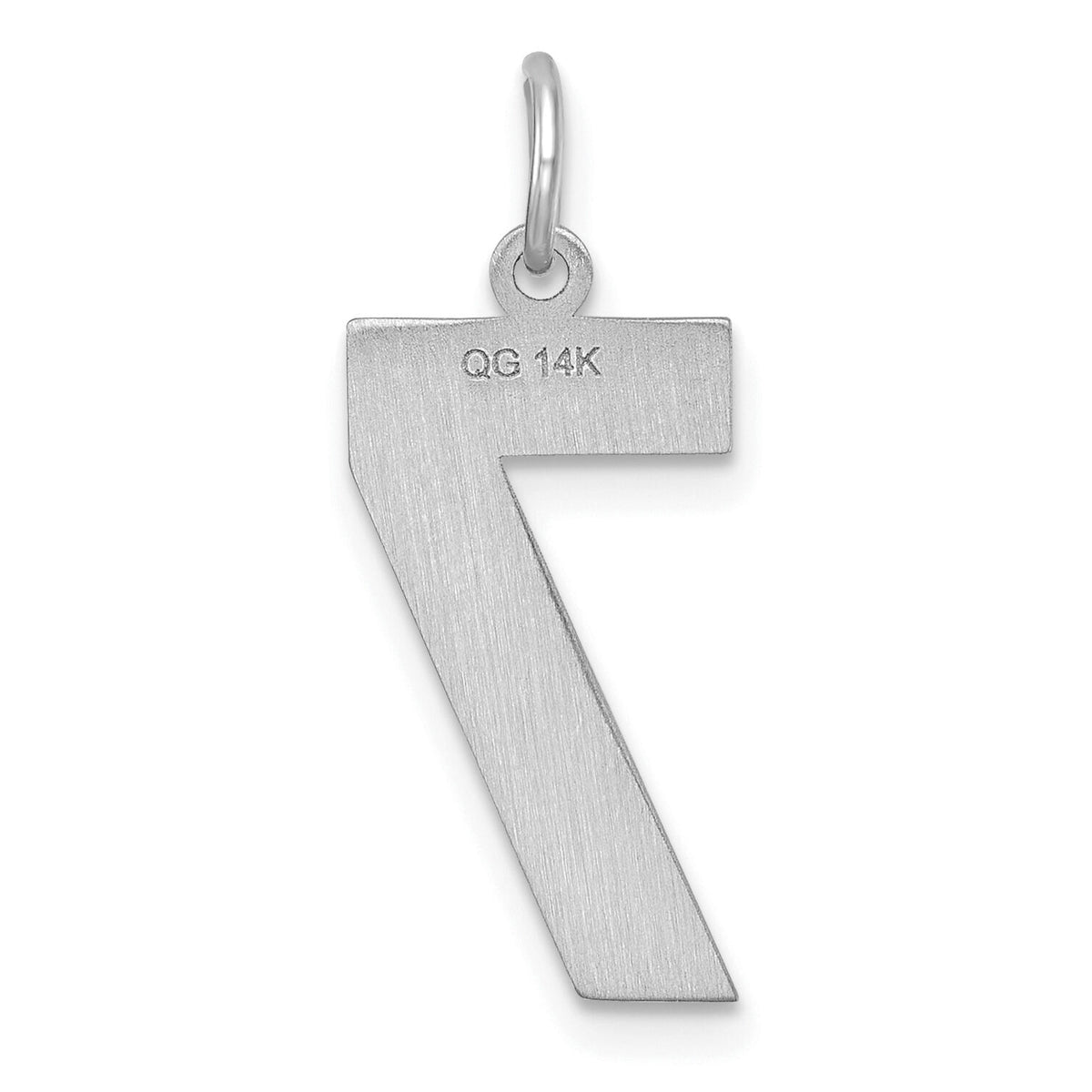 14kw Large Brushed Diamond-cut  Number 7 Charm-WLN07