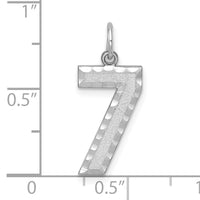 14kw Large Brushed Diamond-cut  Number 7 Charm-WLN07