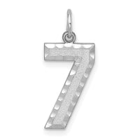 14kw Large Brushed Diamond-cut  Number 7 Charm-WLN07