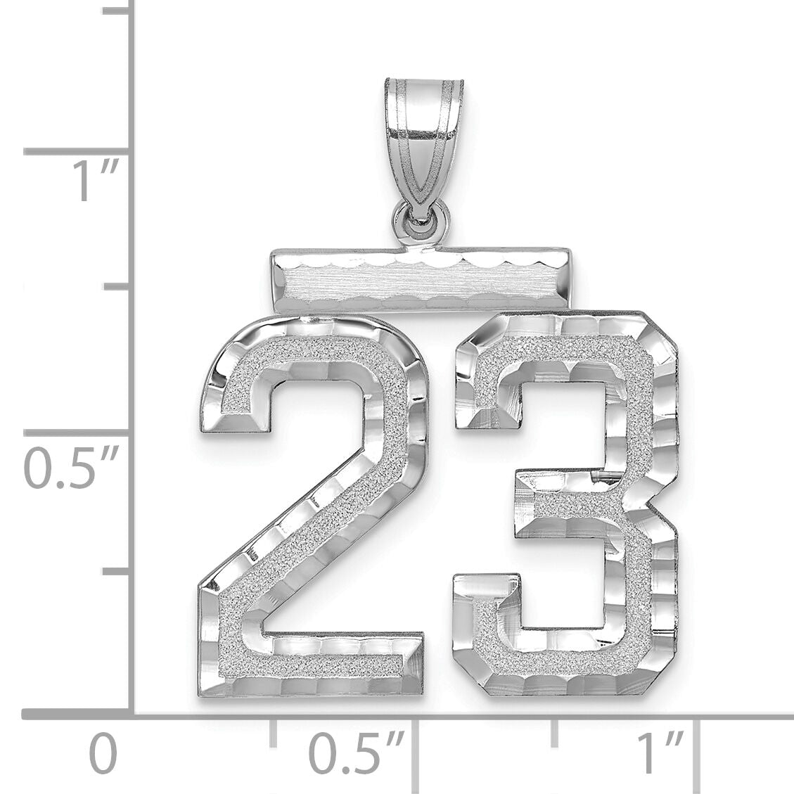 14kw Large Brushed Diamond-cut Number 23 Charm-WLN23