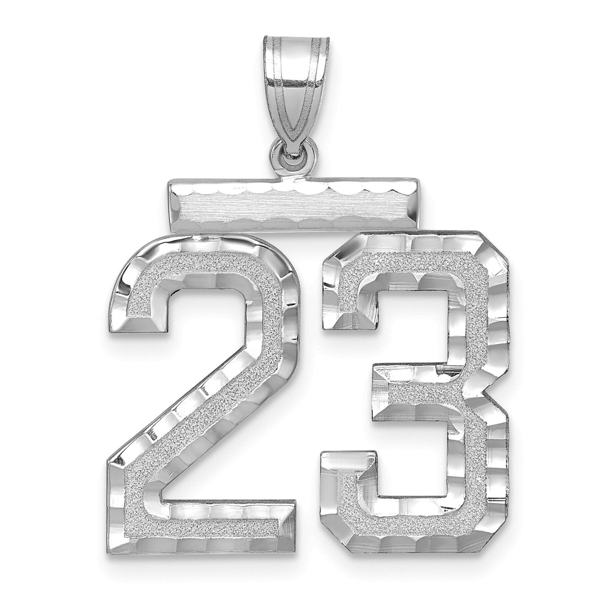 14kw Large Brushed Diamond-cut Number 23 Charm-WLN23