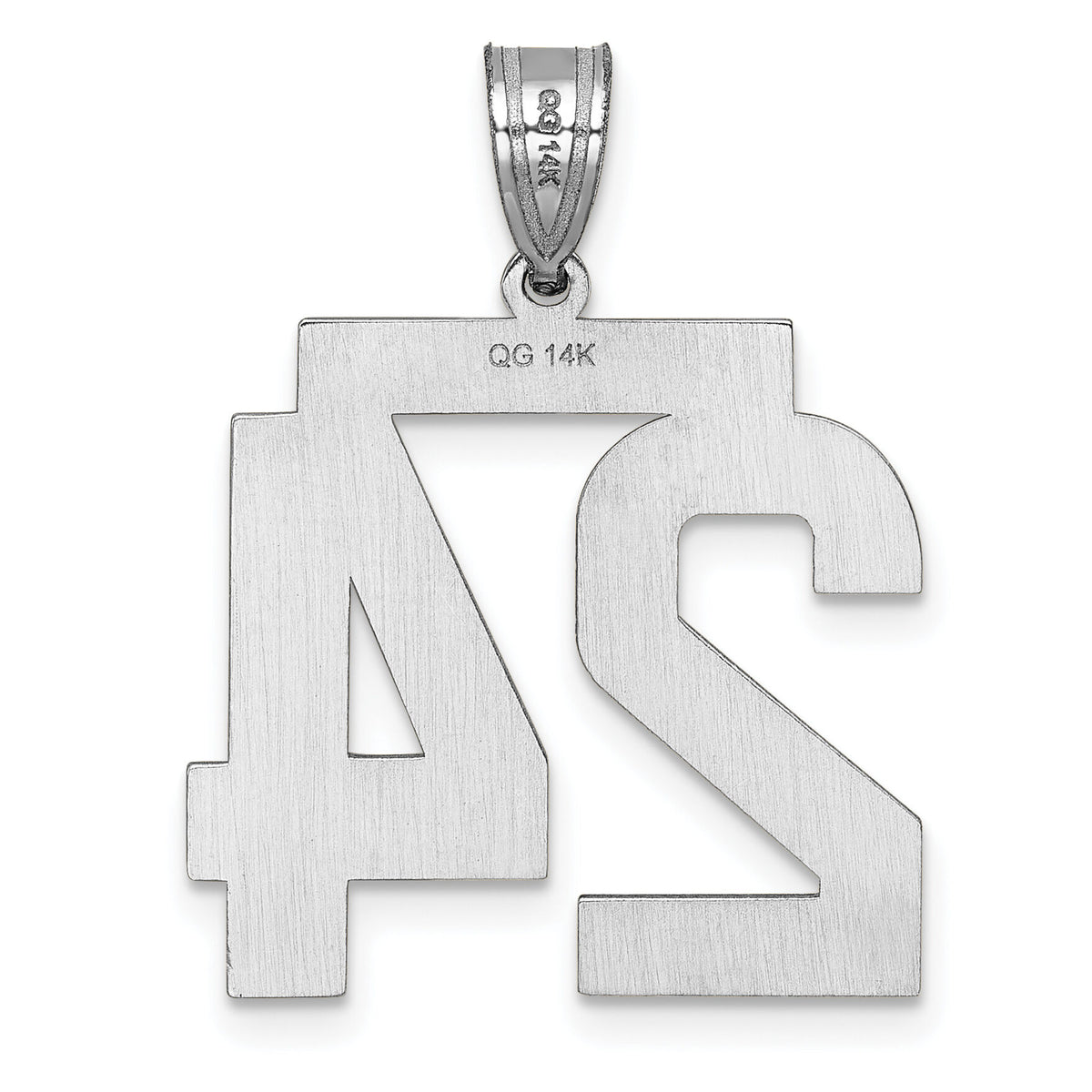14kw Large Brushed Diamond-cut Number 24 Charm-WLN24