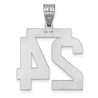 14kw Large Brushed Diamond-cut Number 24 Charm-WLN24