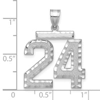 14kw Large Brushed Diamond-cut Number 24 Charm-WLN24