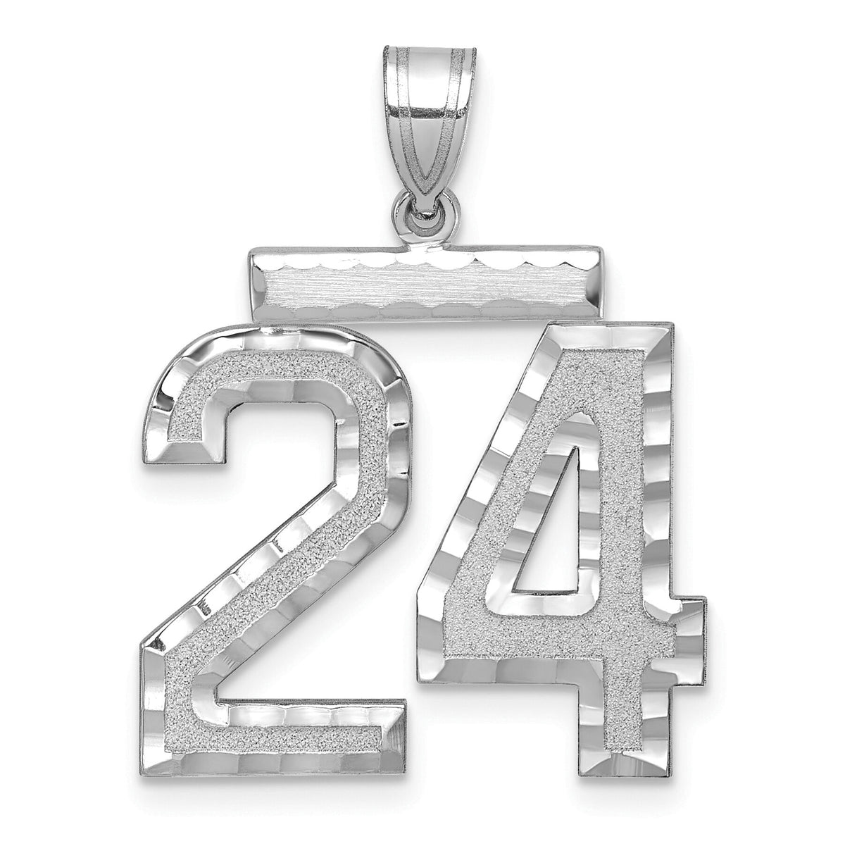 14kw Large Brushed Diamond-cut Number 24 Charm-WLN24