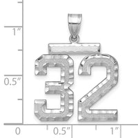 14kw Large Brushed Diamond-cut Number 32 Charm-WLN32
