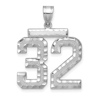 14kw Large Brushed Diamond-cut Number 32 Charm-WLN32