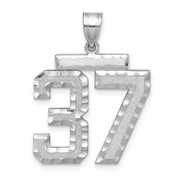 14kw Large Brushed Diamond-cut Number 37 Charm-WLN37