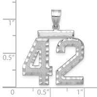 14kw Large Brushed Diamond-cut Number 42 Charm-WLN42