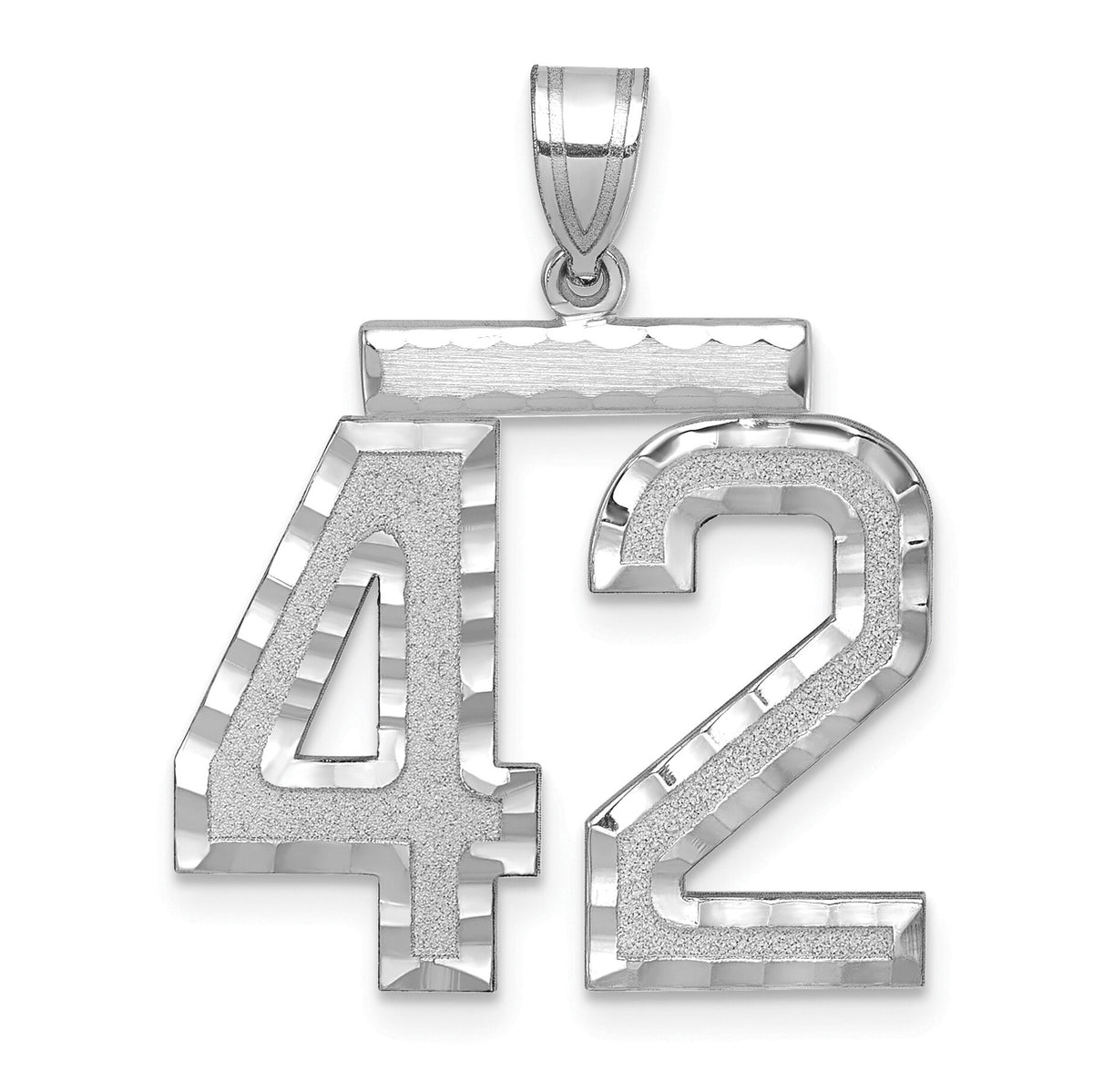 14kw Large Brushed Diamond-cut Number 42 Charm-WLN42