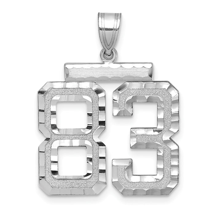 14kw Large Brushed Diamond-cut Number 83 Charm-WLN83