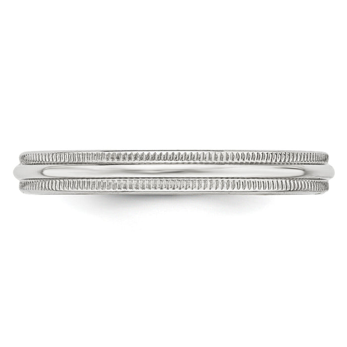 14KW 3mm Milgrain Half Round Band-WM030