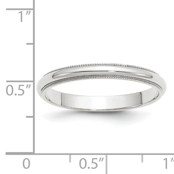 14KW 3mm Milgrain Half Round Band-WM030