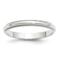 14KW 3mm Milgrain Half Round Band-WM030