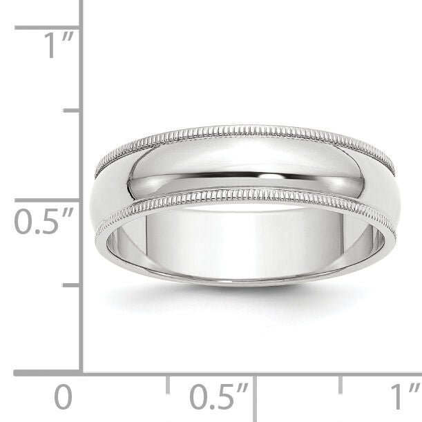 14KW 6mm Milgrain Half Round Band-WM060