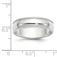 14KW 6mm Milgrain Half Round Band-WM060