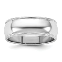 14KW 7mm Milgrain Half Round Band-WM070