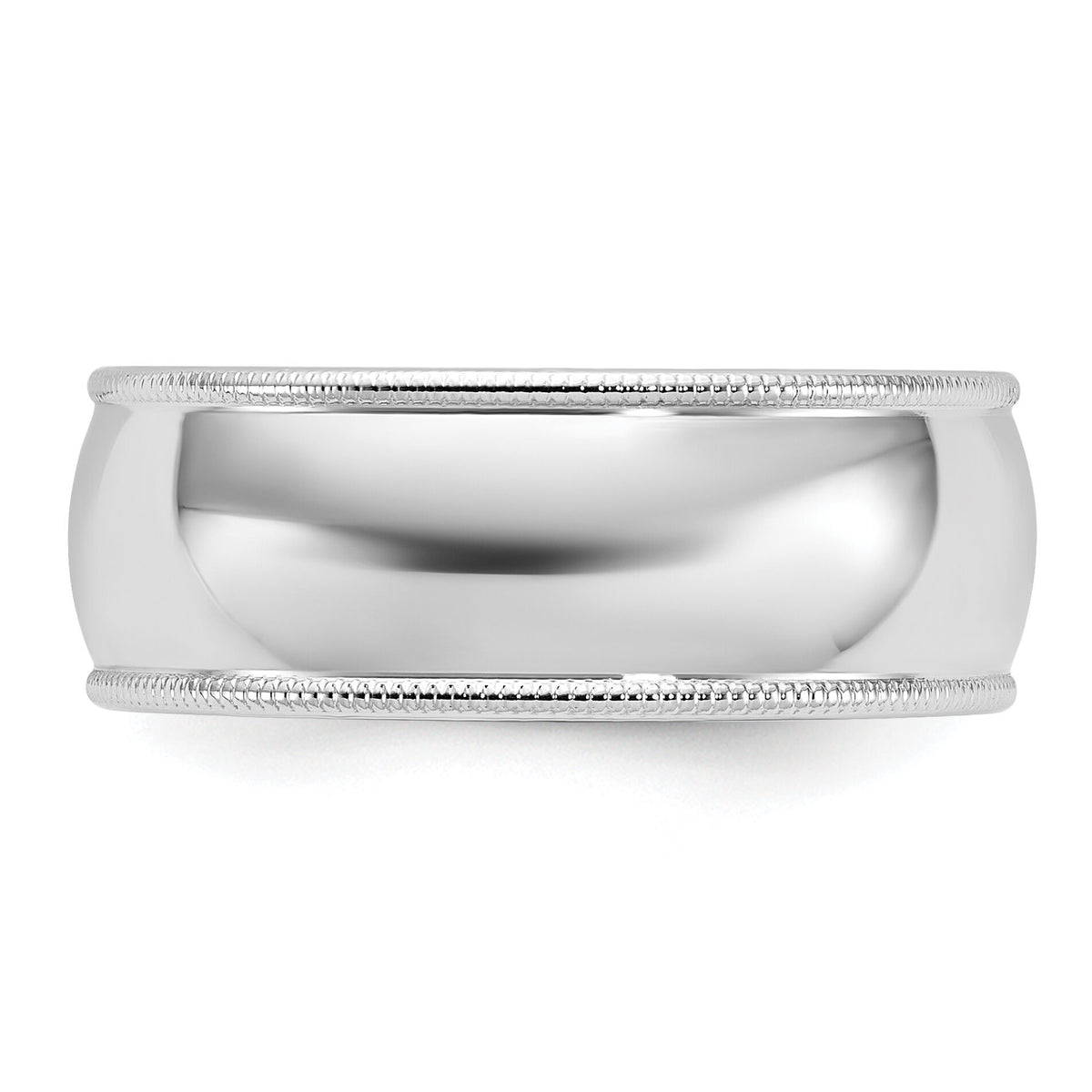 14KW 8mm Milgrain Half Round Band-WM080