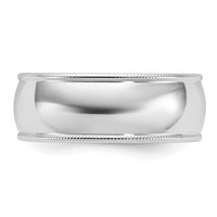 14KW 8mm Milgrain Half Round Band-WM080