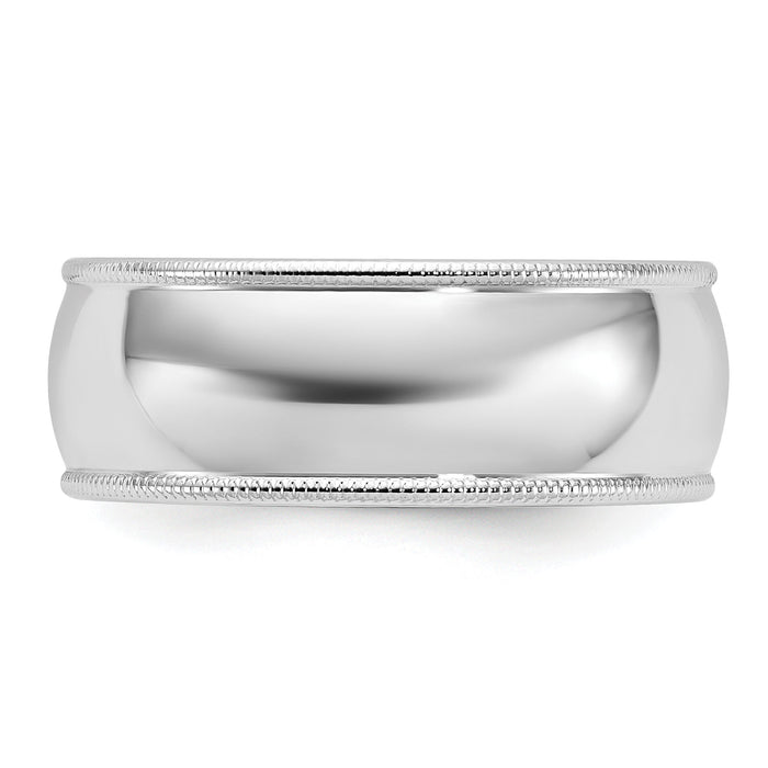 14KW 8mm Milgrain Half Round Band-WM080