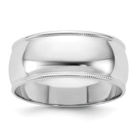 14KW 8mm Milgrain Half Round Band-WM080
