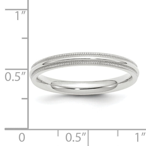 14KW 3mm Milgrain Comfort Fit Band-WMC030