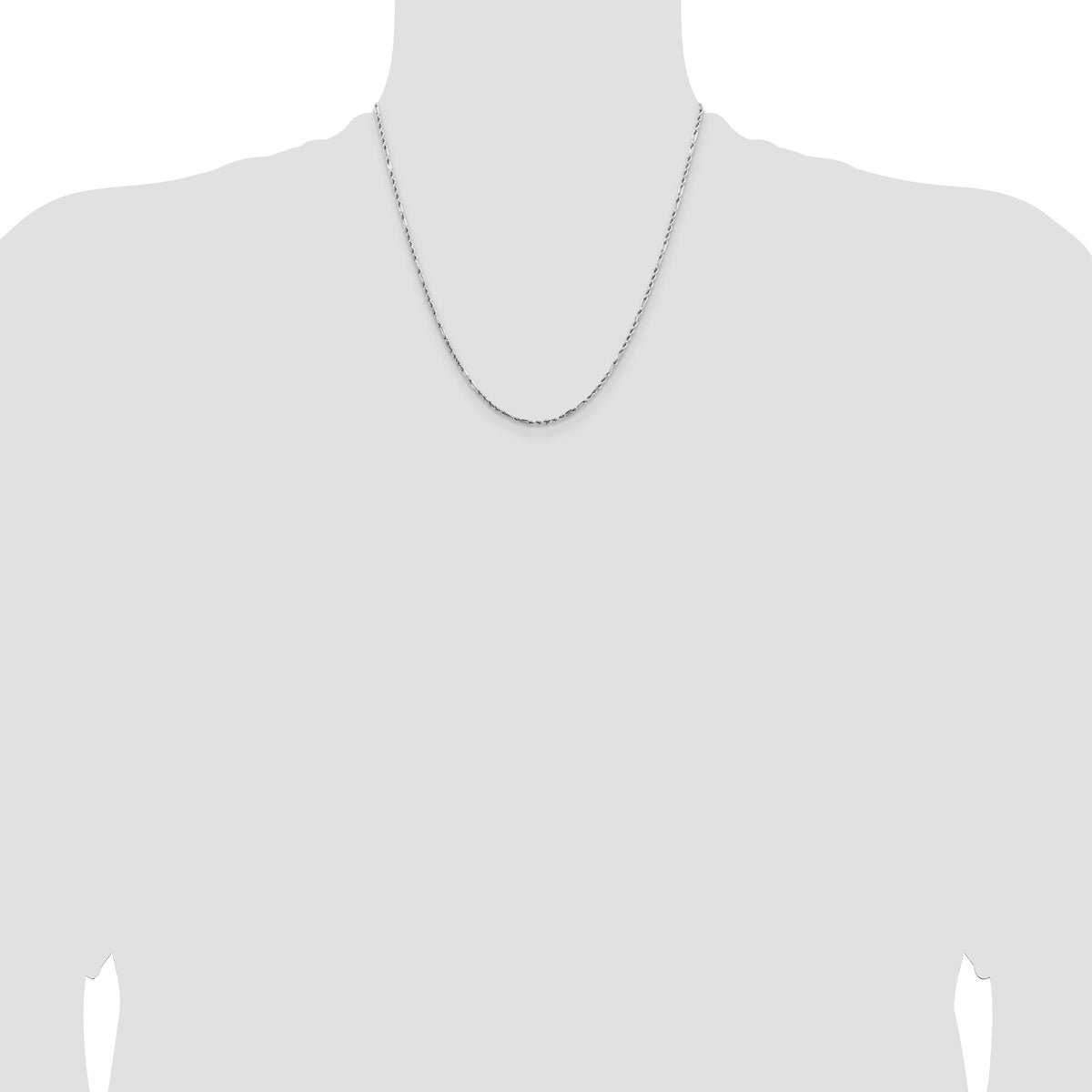 14k White Gold 1.8mm D/C Milano Rope Chain-WMIL030-20