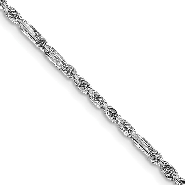 14k White Gold 1.8mm D/C Milano Rope Chain-WMIL030-18
